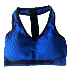 New Balance T-Back Black and Blue Sports Bra size Small